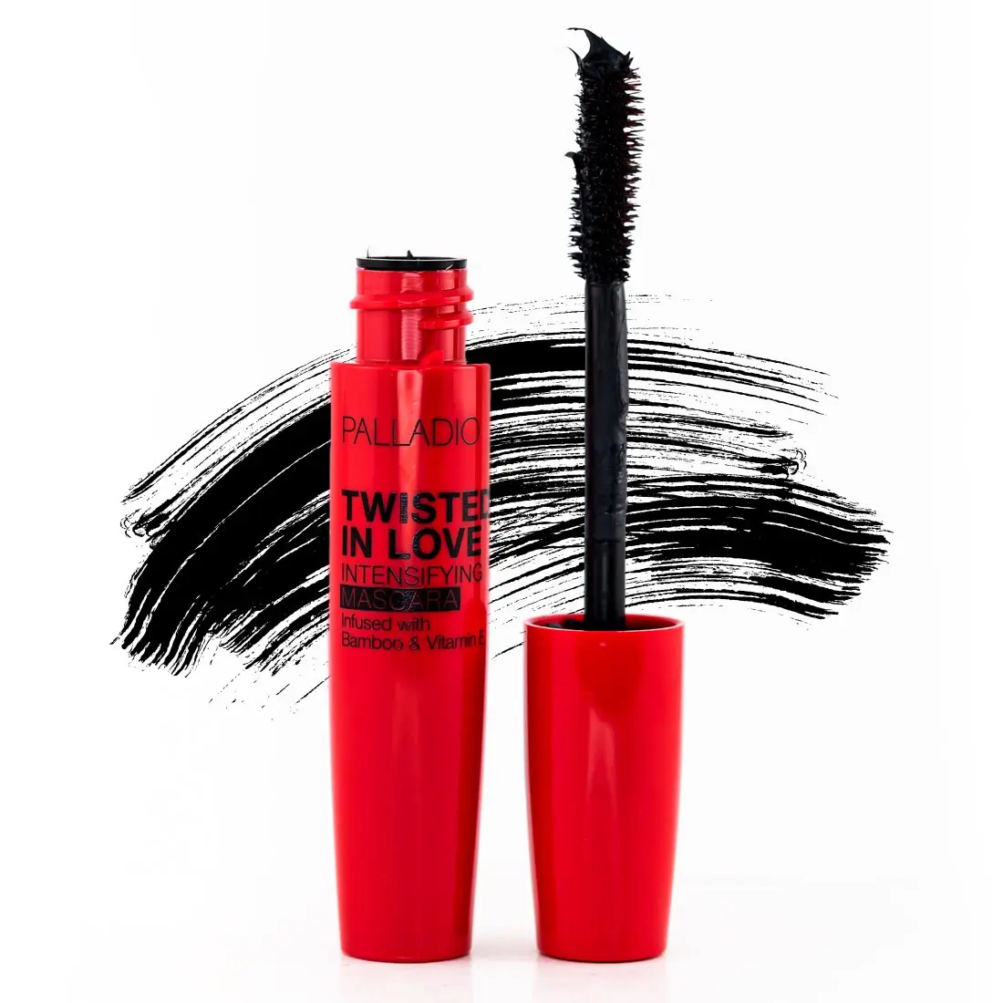 Palladio Twisted In Love Intensifying Lengthening Mascara, Twisted Barrel Applicator Wand, Bamboo & Vitamin E Infused, Cosmetic