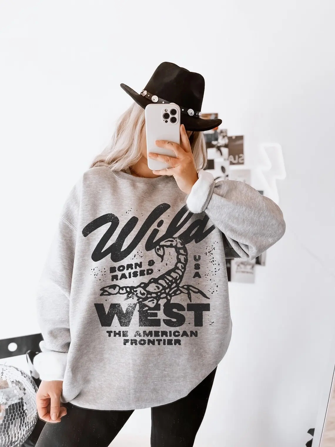Wild West Crewneck Sweatshirt, Aesthetic western boho sweatshirts, hippie retro vintage inspired sweatshirt