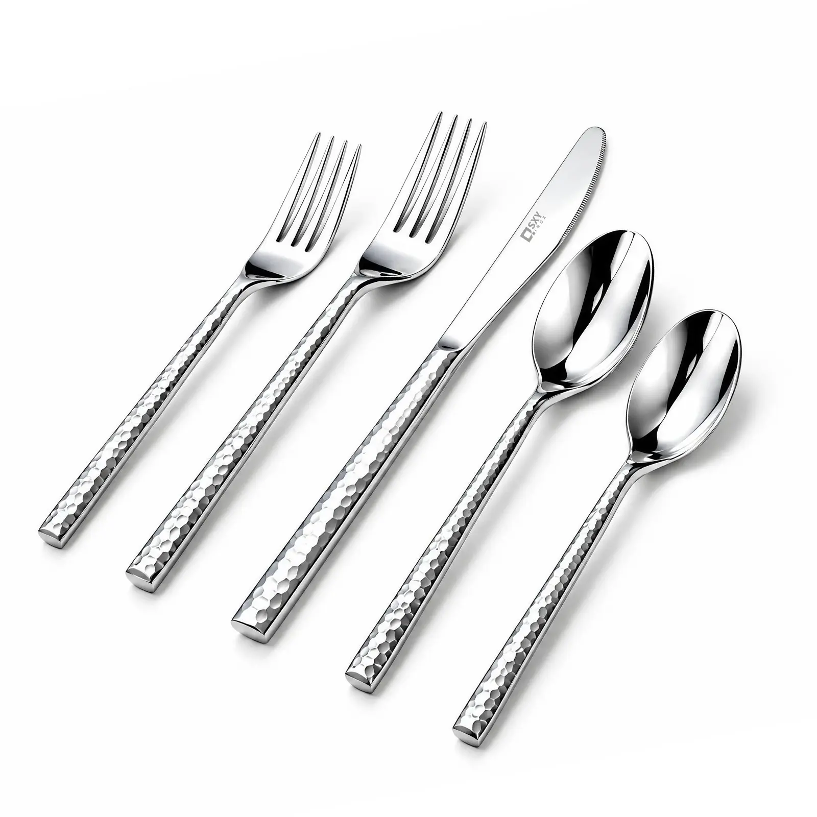 SXY INOX Hammered 18/10 Stainless Steel Flatware Set, Service for 4, Heavy Duty Silverware, Dishwasher Safe Knife Fork Spoon for Home Wedding Party