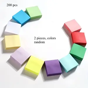 200 Sheets Dual Color Mini Sticky Notes, Random Colors, Small Square Tear-Off Notebook, Compact Design, Office Use, Adhesive Stickers