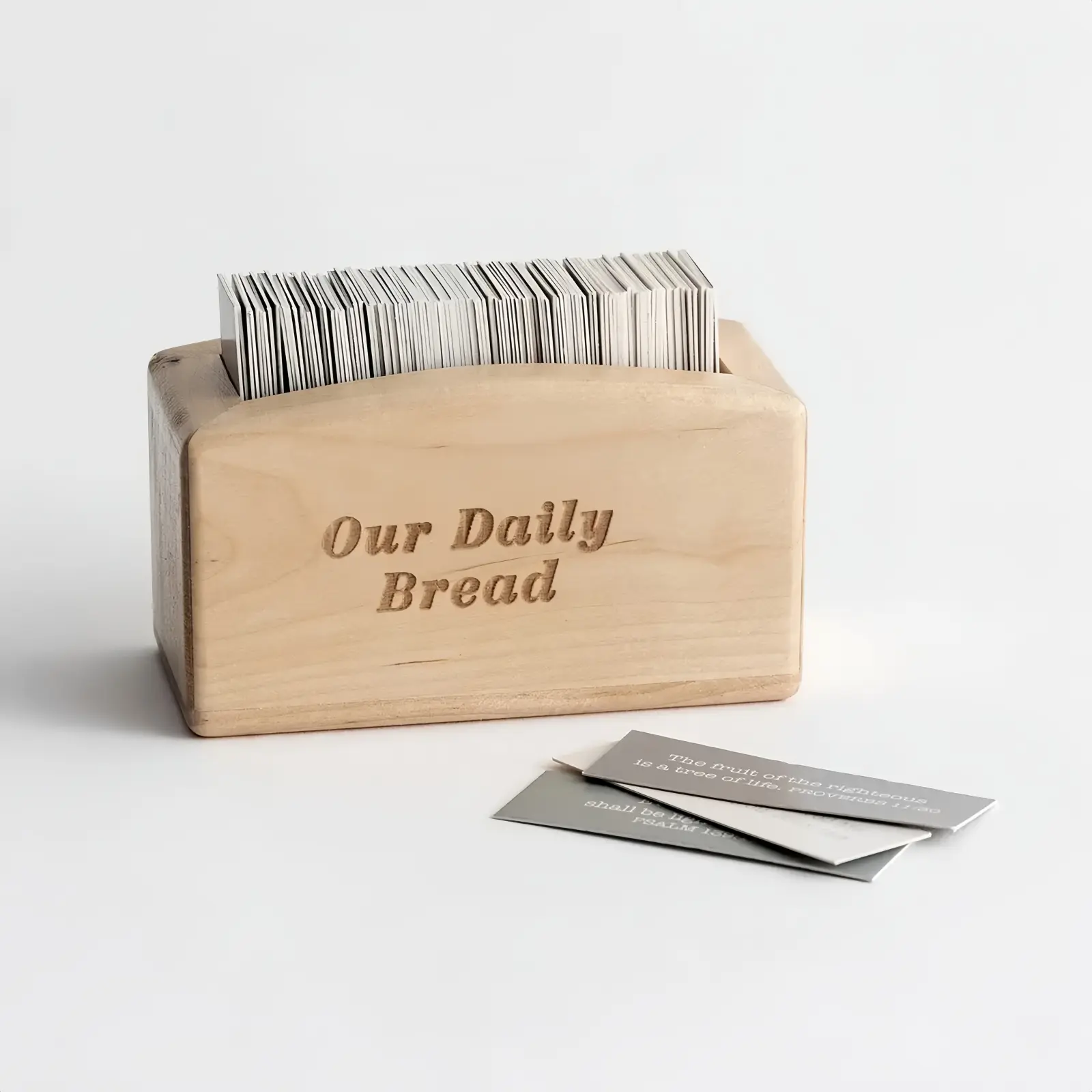 OUR DAILY BREAD Wood Promise Box - 240 Uplifting Scripture Cards to Share God’s Word - Christian Gift Set for Women, Men, Mom, and Her, Perfect Religious Graduation Gift and Daily Devotional Keepsake