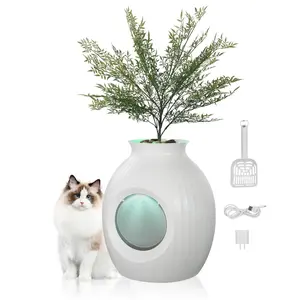 VEVOR Plant Cat Litter Box, TikTokShopBlackFriday, Smart Odor Control System, Hidden Cat Litter Box with 9.48 in Large Entrance, Lighting Decoration & Sturdy ABS Material, Fit for Living Room/Corner/Outdoor Pool/Patio