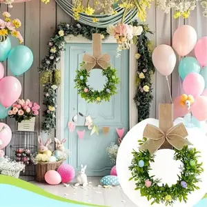 Easter Egg Wreath Home Decor Kitchen Cabinet Door Wall Hanging Ornament, Festive Easter Decoration for Home and Kitchen