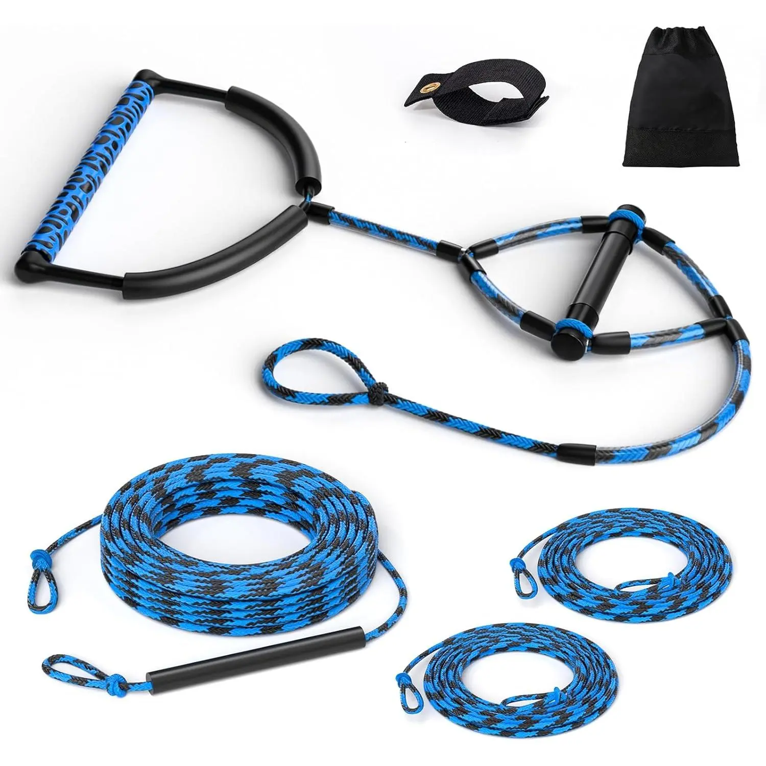 75FT 4 Sections Adjustable Floating Wakeboard Tow Rope with Handle, Water Ski Ropes for Waterskiing Wakeboarding Kneeboarding Watersport