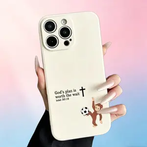 Curious George Soccer Faith Design Rugged TPU Silicone Case, Anti-Slip Shockproof Protective Cover for iPhone 11 12 13 14 15 16 17 Pro Max XS Max
