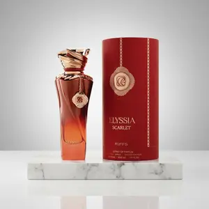 riiffs ELYSSIA SCARLET Unisex Extrait de Parfum Spray - 2-3.9 fl oz (3.4 fl oz Option) - Flame-Toned Bottle with Gold Twist - Velvet Warmth, Vanilla Base Notes - Aromatic, Fruit-Based, Scented Unisex Fragrance