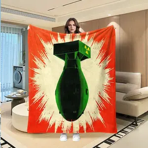 Anti-War Lover Exclusive Nuclear Bomb Flannel Blanket, Soft Skin-Friendly, Multi-Use for Bedroom Sofa Nap, Home Decor Gift