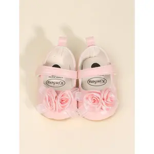 Baby Girl's Cute Flower Design Velcro Design Flat Shoes, Baby Walking Shoes, Infant Shoes, 2024 New Style Non-slip Soft Rubber Shoes, Comfortable and Versatile Shoes Suitable for Spring and Autumn for Daily Wear