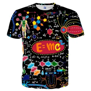 Unisex Science T-Shirt with E=MC², Molecules, Equations & Anatomy Prints – Vibrant Casual Wear for Science Enthusiasts, Students, Teachers, Ideal for Back-to-School, Science Fairs & Daily Outings