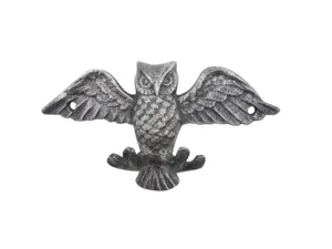 360 stand Vintage Owl Shape Wall Mount Decorative Hooks, Rustic Silver Cast Iron Decor with Metal Talons for Hanging Clothes, 6x2x3.5 in Handcrafted Home Supplies, Decoration, Hanging Multi-Purpose Hooks