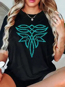 100% Cotton Unisex Turquoise Boot Stitch Western Cowgirl Rodeo Cowboy Boots T-Shirt-Y2K Summer Tops T-Shirts Women, Club Outfits Women Sexy, Summer Dress, Cheetah Print T-Shirt Womenswear Everyday