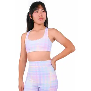 Rainbow Gingham Racerback Sports Bra