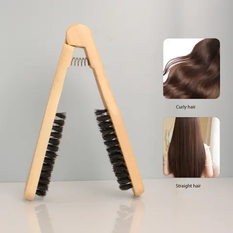 Solid Wood V-Shaped Hair Straightening Comb, Double-Sided Blow Drying Clamp Brush, Anti-Scald Heat-Resistant Hair Styling Tool, Hair Combs
