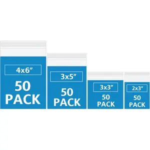 200 Pack Small Plastic Bags For Jewelry, Mini Baggies 4 Assorted Sizes. 2x3 3x3 3x5 4x6 Inch 2 Mil Thick Poly Zipper Lock Bags Clear for Jewelry, Bead, Cra