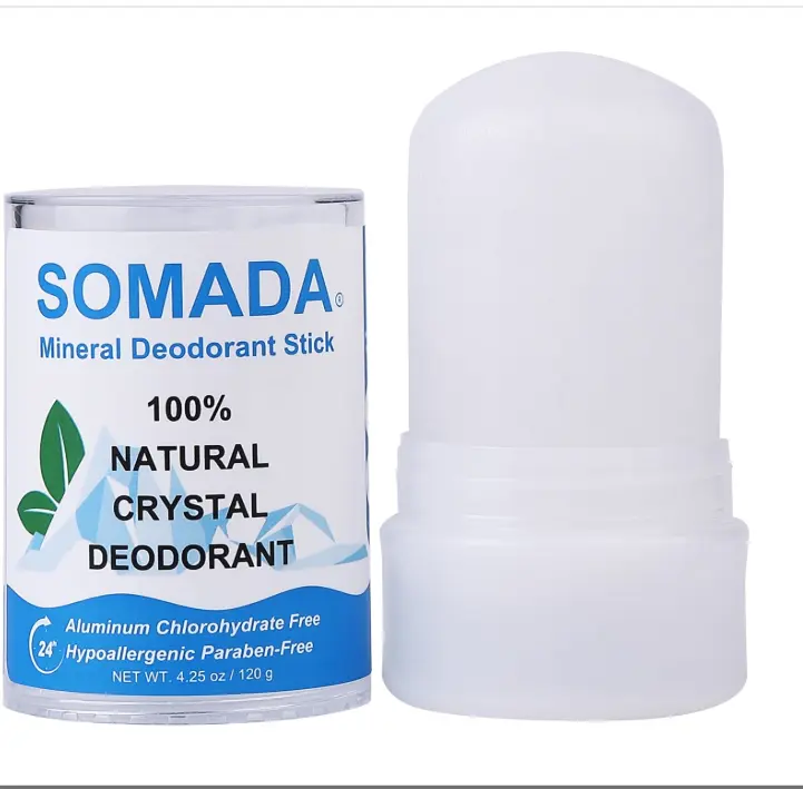 SOMADA Crystal Deodorant Stick for Women and Men, 4.25 oz/120g - 100% Natural Alum Salt Stone Rock - Unscented Mineral Rock