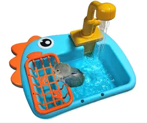 Bird Bathing Tub with Automatic Watering Faucet - Parrot Shower Box for Cockatiels, Budgies, Lovebirds & Conures - Cage Mountable Accessory to Promote Natural Bathing