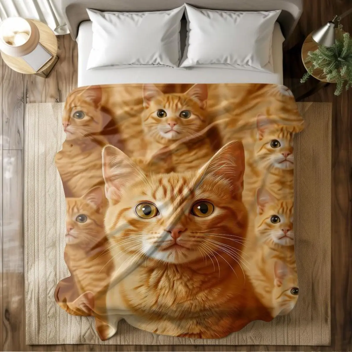 Cute Cat Flannel Throw Blanket - Soft, Warm, Anti-Pilling, Wrinkle Resistant, Breathable, Durable - Ideal for Naps, Camping - Decorative for Sofa - All-Season Gift for Family, All Seasons, Glam