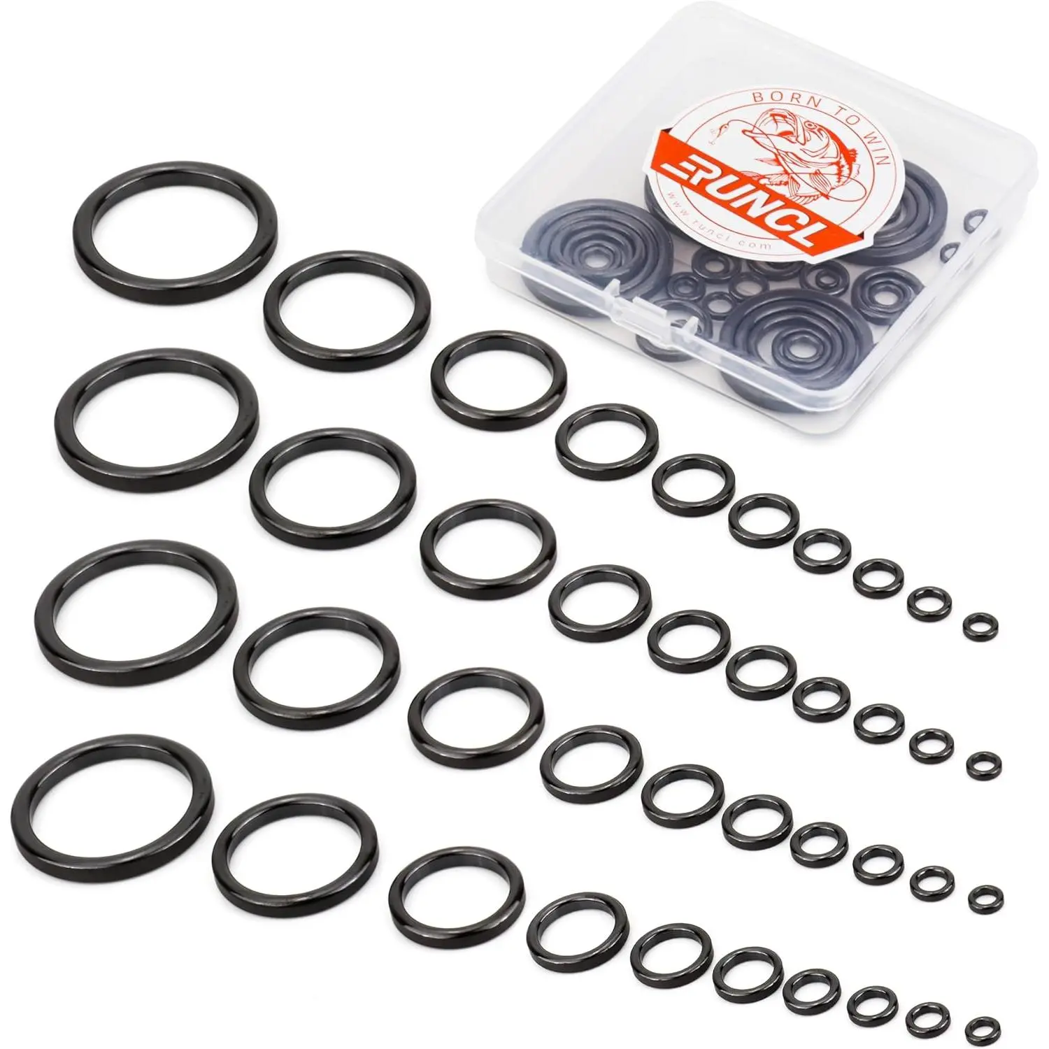 RUNCL Fishing Rod Guide Repair Kit – Double Foot, Single Foot, Top Guides & Ceramic Rings, Various Sizes for Rod Repair & DIY