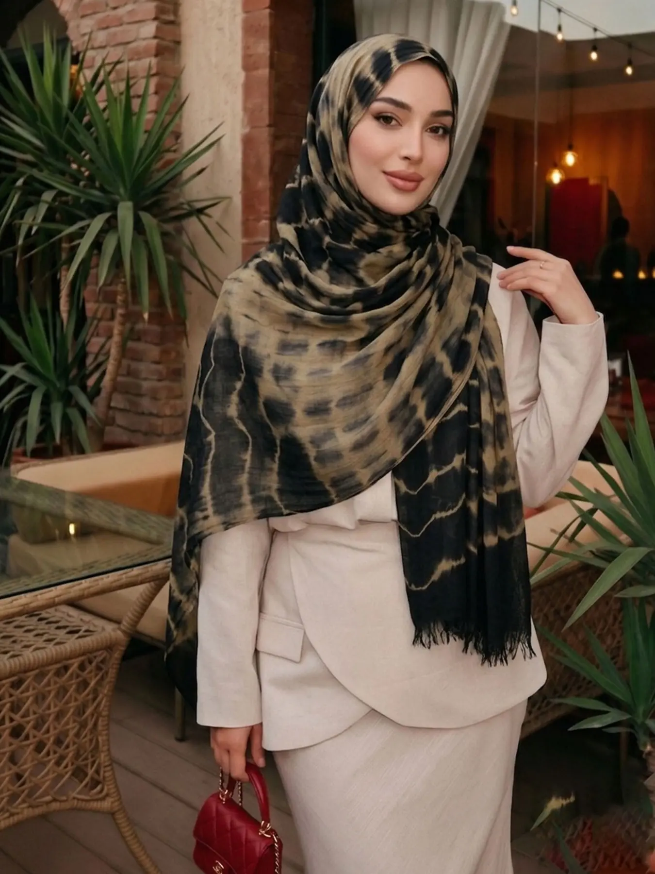 Women's Fashion Gradient Headscarf, Tie-Dye Shawl, Elegant Hijab, Modesty Hijab Wrap, Lightweight Sun Protection Scarf, Muslim Headscarf Cover, Muslim Women Scarf for Summer