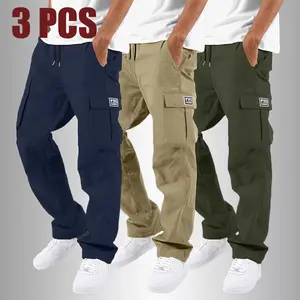 Men's Casual Pants with Multi Pockets Straight Leg Elastic Drawstring Waist Regular Fit Breathable All Season Daily & Outdoor Use New Spring Autumn Men's Pants