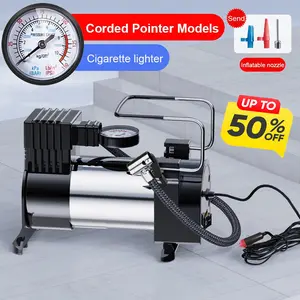 12V Portable Air Compressor with Pressure Gauge Heavy Duty Tire Inflator Cylinder Power System Heavy Duty Deluxe Portable Metal Air Compressor Car Tire Inflatable Pump NEW 2026