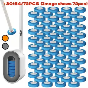 Home Disposable Household Toilet Cleaning Set, Includes 24/30/54/48/72 Replacement Brush Heads, Wall-Mounted Sink Cleaner System