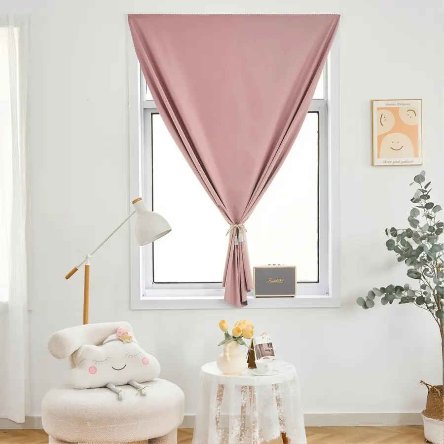High-Blocking No-Punch Magic Tape Curtains, Self-Stick Finished Drapes for Bedroom & Balcony, Easy Installation, Privacy Protection