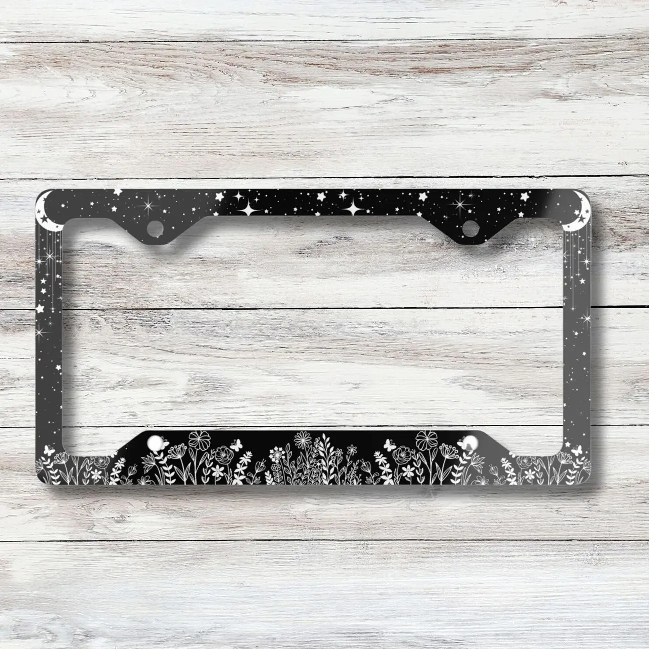 Wildflowers and Stars Aluminum License Plate Frame