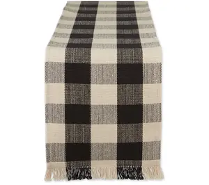 Design Imports Check Fringe Table Runner 13x108