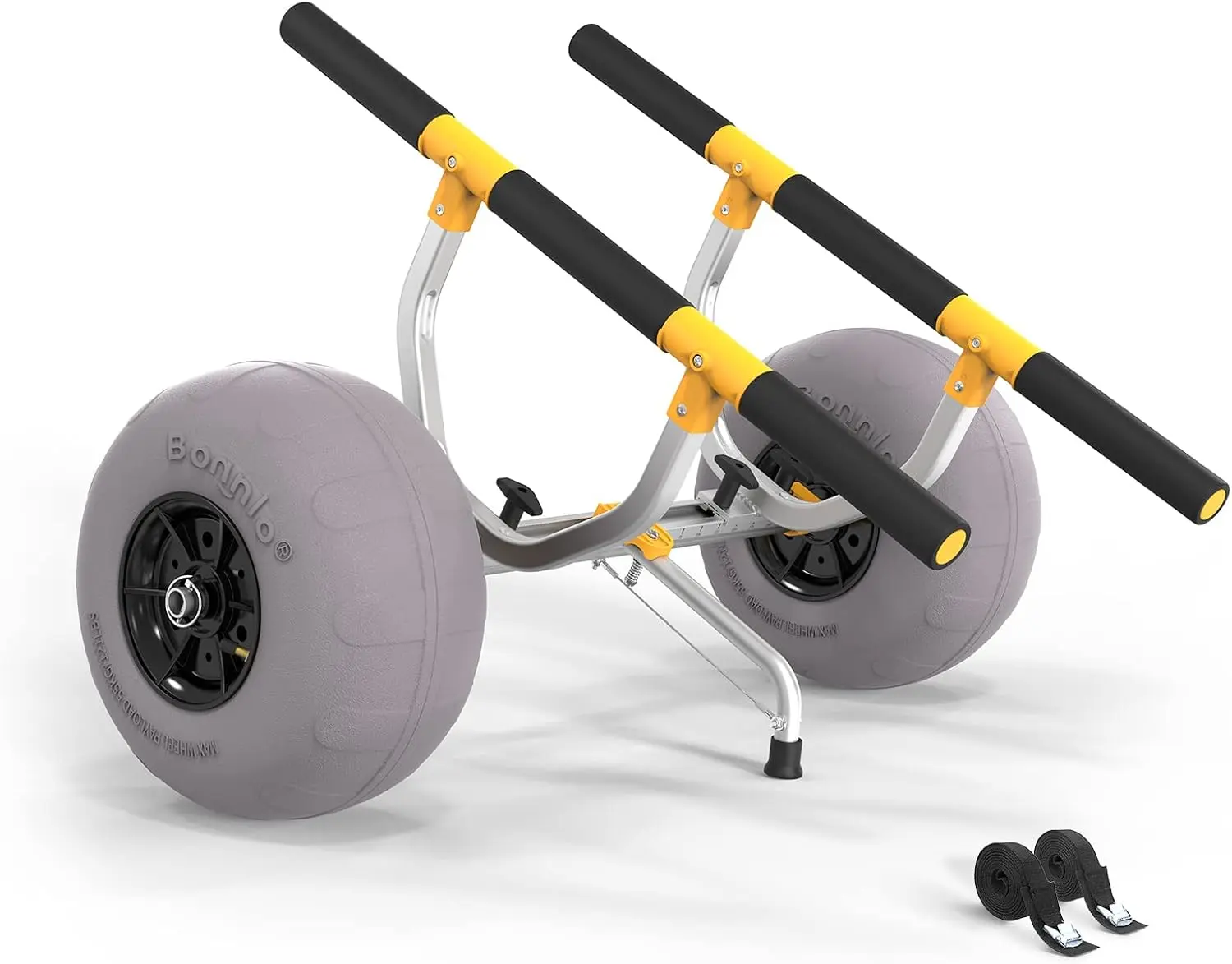 VINGLI Kayak Cart with 12" Beach Wheels, Heavy Duty Aluminum Alloy Canoe Dolly for Outdoor Kayaking, Width Adjustable with Kickstand, Foam Padded, 330 lbs Capacity, Kayaks