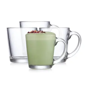 Libbey Tarro Cafe Mug, Classic Tapered Shape Coffee Mugs Set of 4 , Dishwasher Safe Glass Mugs for Warm Beverages, Coffee, Tea, Lattes and More