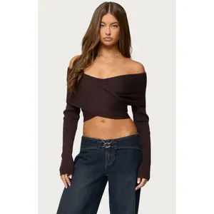 Edikted Women's Paulina Off Shoulder Wrap Sweater