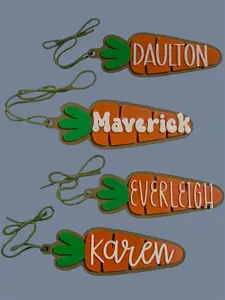 Custom 3D Printed Easter Basket Tag - Personalized Carrot-Shaped Tag for Easter Decorations - Choose Your Font and Add Name
