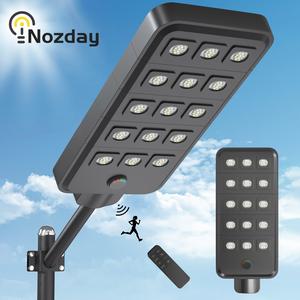 Nozday NZ-15000W Solar Street Lights Outdoor, 9000W  1000LM Powered Pole Light,90LED 36,000mAh 27W Solar Panel, IP68 Waterproof, Commercial Dusk to Dawn Flood Light for Driveway,Yard, Parking Lot