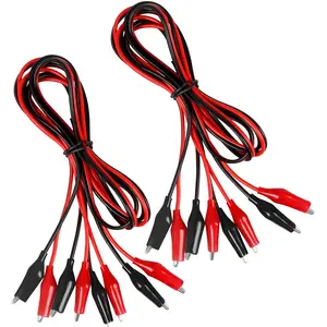 4 Groups 1M Insulated Test Leads with Alligator Clips Double-ended Jumper Wires for Electrical Testing Circuit Connection Experiment (Red & Black)