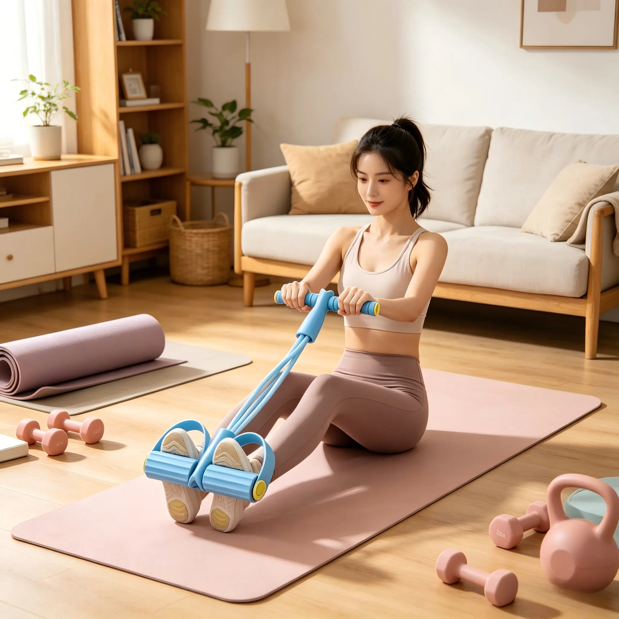 Multifunctional Pedal Resistance Trainer - At Home Gym Equipment, Leg & Arm Workout Tool, Waist Twist Core Ab Exerciser, Portable Twisting Set for Abdominal Relief