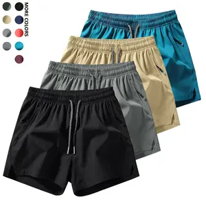4Pcs Men's Summer Casual Beach Shorts, Quick Dry Lightweight Swim Trunks with Drawstring and Zipper Pockets, Breathable Vacation Shorts for Daily Wear, Home, Beach, Pool, Holiday and Travel