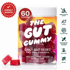 The Gut Gummy 8 in 1 Biotic Stack Gummy - Gluten-Free, Vegan, Non-GMO, and Sugar Free Digestive Vitamin