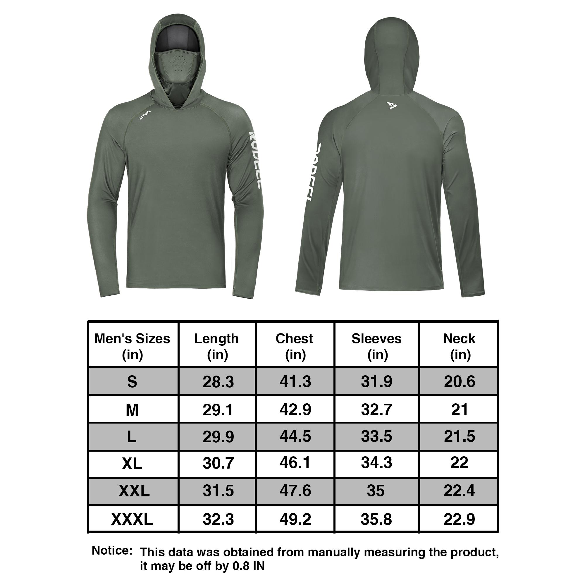 【RODEEL】936 Sun Hoodie Shirts w/ UV Detection Logo Mask Neck Gaiter Thumbhole Men UPF 100+ Sun Protection Long Sleeve Lightweight Quick Dry Moisture Wicking Breathable Cooling Athletic Activewear for Outdoor Sports Fishing Hiking Construction Roofing