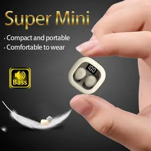 Wireless sleep earphones, mini noise cancelling Bluetooth earphones, mini charging case LED transparent digital display, ultra long battery life and ultra-low latency, hidden wearing with high-definition sound quality, suitable for work, sleep, and school