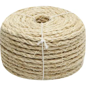 Natural Sisal Rope 1/4 Inch 32-Feet for Cat Tree Tower Repair and Replace Scratching Post, DIY Hemp Twine Rope for Cat Scratching Furniture Window Perch and Crafts Gardening Home Decorating