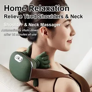 Shoulder and Neck Massager, Bionic Heated Massager, Neck Massager with Fingers, 4D Kneading Massage, Simulates a Real Palm Massage for Comfort, Relax Muscle Tension (Green) Gift