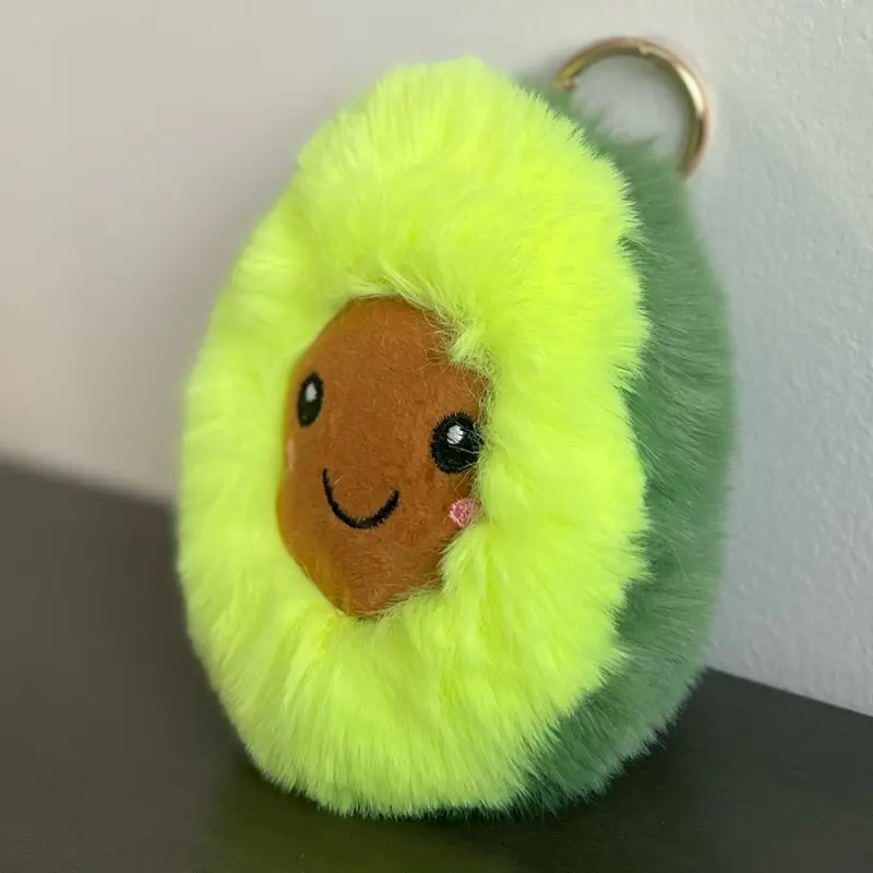 Cute Plush Avocado Keychain - Super Fluffy & Soft Keyring Accessory for Bags, Backpacks - Women, Girls, Teen Gift