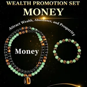 Money Attraction Necklace Set with Green Aventurine & Tiger Eye,acation Theme Parties, Gift for Men Women sum, Long Chain