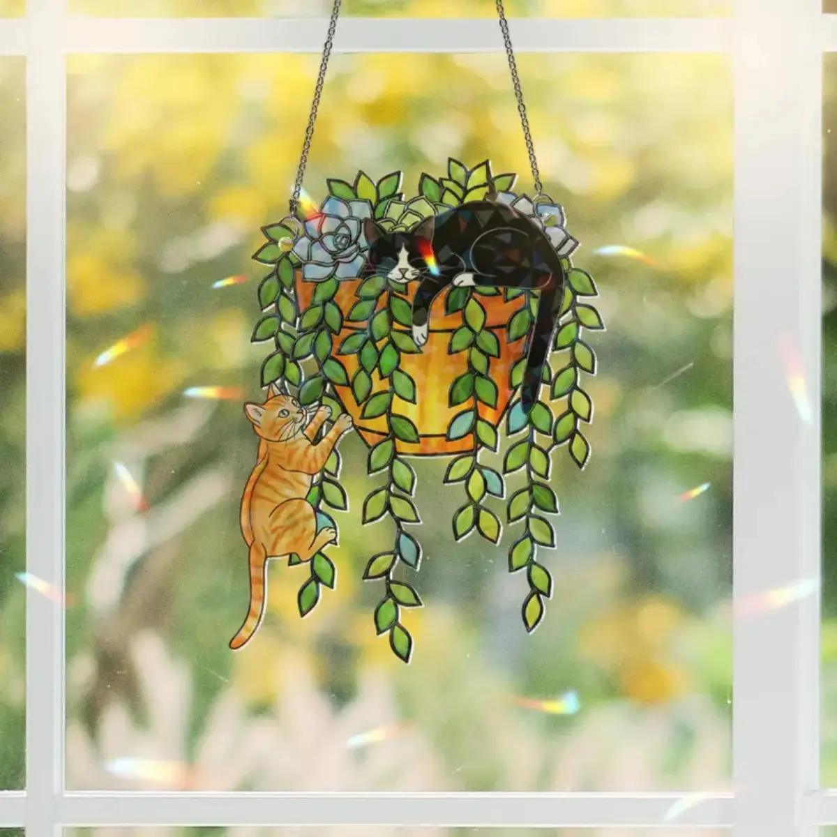 Custom Cat Breed Suncatcher: Hologram Acrylic Window Hanging, Plant Pot & Cats Art
