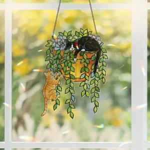 Custom Cat Breed Suncatcher: Hologram Acrylic Window Hanging, Plant Pot & Cats Art
