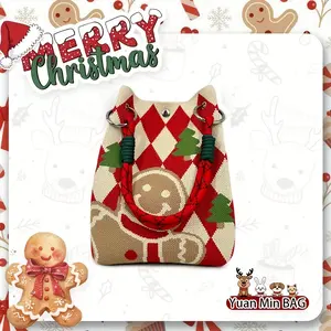 CarryCraze121 Gingerbread Man Handbag Festive Red Checkered Design Magnetic Closure Perfect Christmas Gift For Women