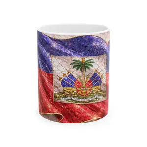 Haiti Flag Crest Ceramic Mug | Haitian Coat of Arms Coffee Cup