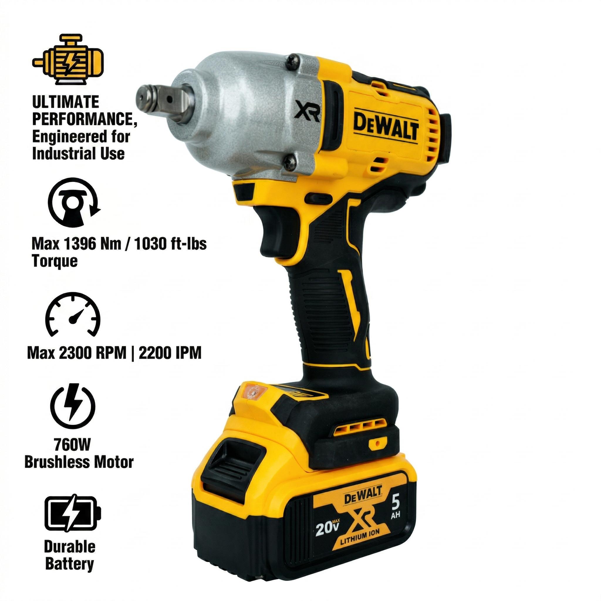 DEWALT DCF900 760W Brushless Impact 1/2" impact wrench detachable tire high torque durable  drill  20v battery powerful tools