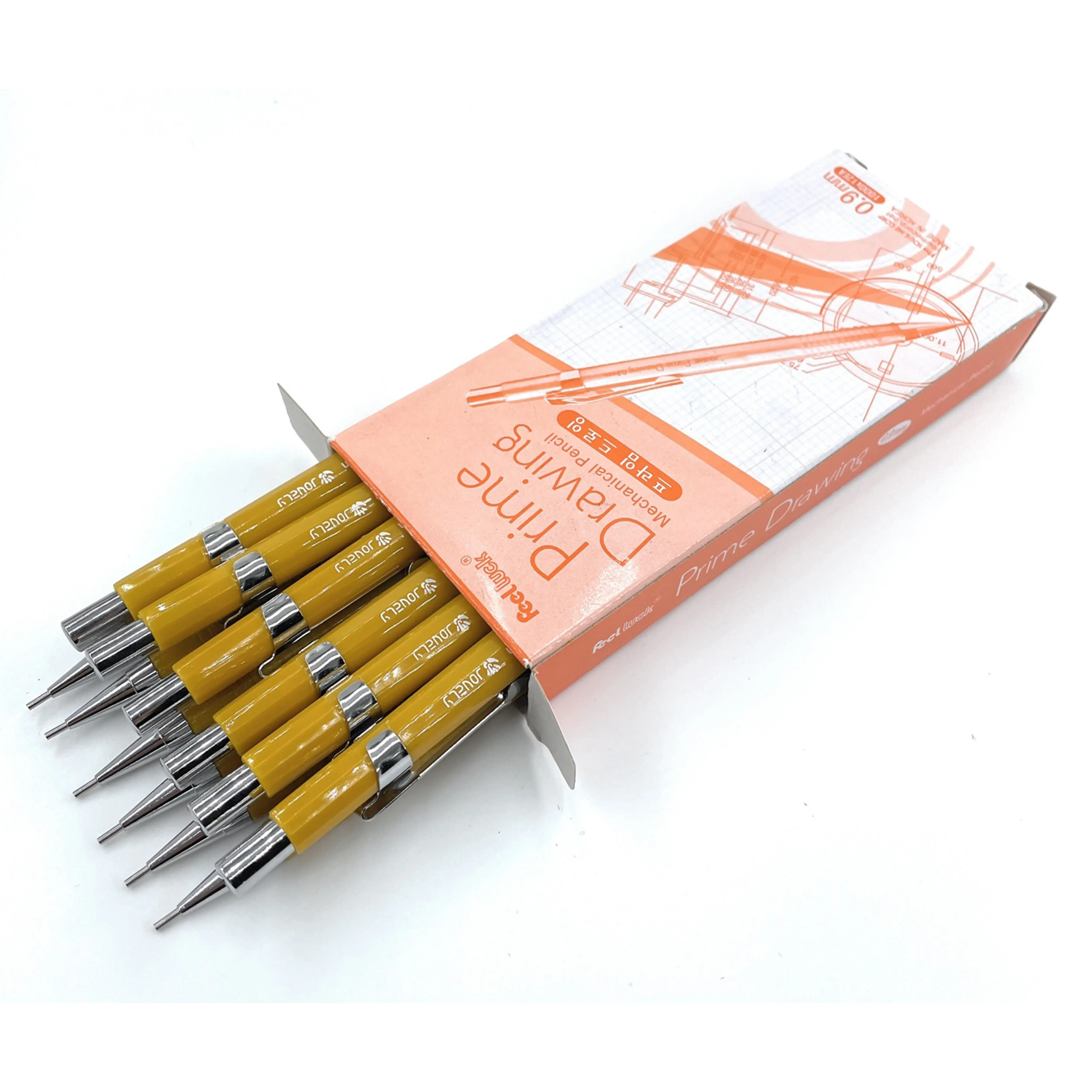 Jovely 0.9mm Drafting Mechanical Pencil, Medium Point HB #2 Lead with Eraser Tip Yellow Barrel for Writing Drafting Drawing Sketching, 1 Dozen